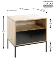 Konsole >54413< in eiche, schwarz, MDF, Metall -...
