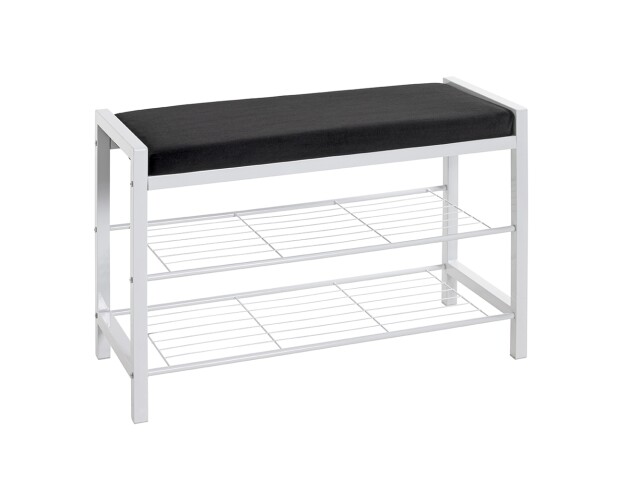 Schuhbank >54343< in schwarz, weiß, Metall, Samtgewebe - 75x50x32cm (BxHxT)