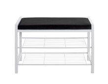 Schuhbank >54343< in schwarz, weiß, Metall, Samtgewebe - 75x50x32cm (BxHxT)