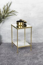 Beistelltisch >52187< in vermessingt, Metall, Spiegel 5 mm - 28x46x28cm (BxHxT)