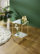 Beistelltisch >52187< in vermessingt, Metall, Spiegel 5 mm - 28x46x28cm (BxHxT)