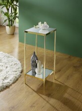 Blumentisch >52188< in vermessingt, Metall, Spiegel 5 mm - 28x66x28cm (BxHxT)