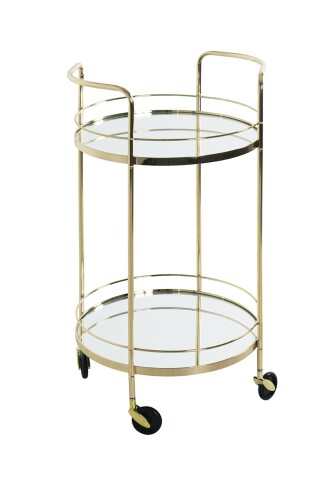 Servierwagen >54120< in vermessingt, Metall, Spiegel 5 mm - 80x48cm (HxD)
