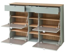 Schuhschrank >Bari< in Schilfgrün matt, MDF, Spannplatte - 148x103x38cm (BxHxT)