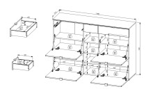 Schuhschrank >Bari< in Schilfgrün matt, MDF, Spannplatte - 148x103x38cm (BxHxT)
