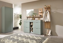Schuhschrank >Bari< in Schilfgrün matt, MDF, Spannplatte - 148x103x38cm (BxHxT)