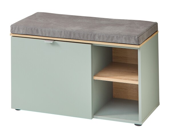 Schuhbank >Bari< in Schilfgrün matt, MDF, Spannplatte - 78x50x38cm (BxHxT)
