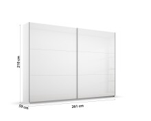 Schwebetürenschrank >Aurelia< in weiß Hochglanz - 261x210x59 (BxHxT)