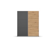 Schwebetürenschrank >Aurelia< in grau-metallic/ Eiche Artisan Dekor, B/H/T: 175/210/59 cm