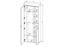 Garderobenschrank >Bari< in Weiß matt, MDF, Spannplatte - 78x202x38cm (BxHxT)