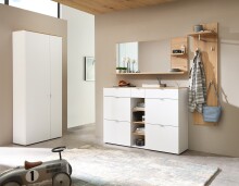 Schuhschrank >Bari< in Weiß matt, MDF, Spannplatte - 78x202x38cm (BxHxT)