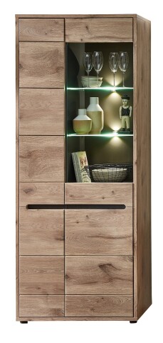 Stauraumvitrine >Bellano< in Viking Oak Dekor - 80x202x38 (BxHxT)