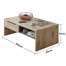 Couchtisch >Bellano< in Viking Oak Dekor, MDF, Spannplatte - 110x41x65cm (BxHxT)