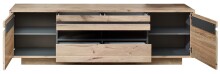 Wohnwand >Bellano< in Viking Oak Dekor, MDF, Spannplatte - 332x186x44cm (BxHxT)