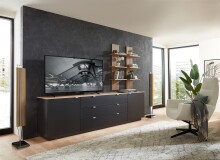 Lowboard >Core< in schwarz supermatt Dekor, MDF, Spannplatte - 240x77x44 (BxHxT)