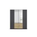 Drehtürenschrank >Davoa< in grau metallic / Eiche Artisan / Spiegel - B/H/T: 181/210/54 cm