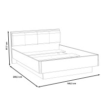 Bett >JACKY< in Schlamm/Scripteiche Dekor mit Schwarz Eiche, 146,2x87,7x209,6 cm B/H/T