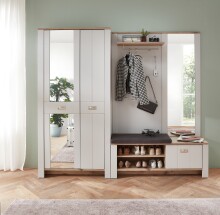 Schuhschrank >Dijon< in Ashgrey Dekor, MDF, Spannplatte - 98x201x38cm (BxHxT)