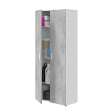 Mehrzweckschrank >Tidy< in Weiß / Beton Grau - 80x182x37 (BxHxT)