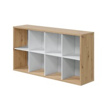Bücherregal >Noa< in Artik Weiß / Nodi-Eiche - 72x136x33 (BxHxT)