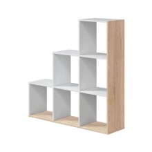 Stufenregal >Step< in Kanda-Eiche / Artik-Weiß - 108x110x28 (BxHxT)