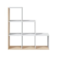 Stufenregal >Step< in Kanda-Eiche / Artik-Weiß - 108x110x28 (BxHxT)