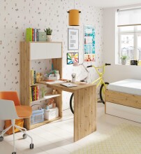 Schreibtisch >Duo< in Nodi-Eiche / Artik-Weiß - 108x140x70 (BxHxT)