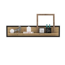 Wandregal >TRONDHEIM< in Artisan Eiche / Schwarz Eiche  - 140x29,6x23,4 (BxHxT)