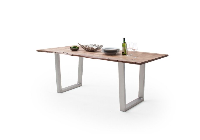 Baumkantentisch >Calabria< in Akazie natur lackiert - 180x76,5x90 (BxHxT)