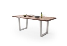 Baumkantentisch >Calabria< in Akazie natur lackiert - 240x79,5x100 (BxHxT)