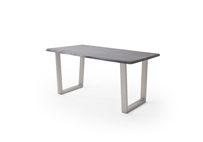 Baumkantentisch >Calabria< in Akazie grau lackiert - 180x77,5x100 (BxHxT)