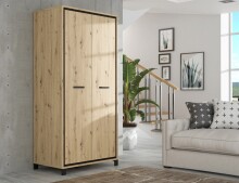 Kleiderschrank >TRONDHEIM< in Artisan Eiche / Schwarz Eiche - 99,1x209x60,3cm B/H/T