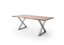 Baumkantentisch >Calabria< in Akazie natur lackiert - 180x76,5x90 (BxHxT)