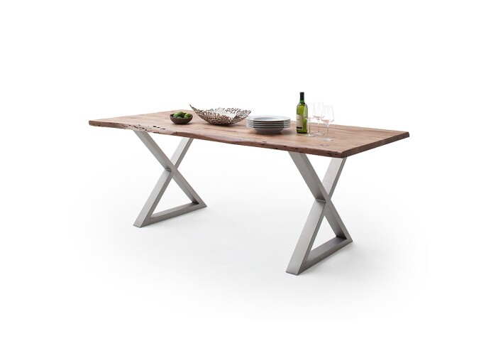 Baumkantentisch >Calabria< in Akazie natur lackiert - 180x77,5x100 (BxHxT)