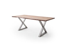 Baumkantentisch >Calabria< in Akazie natur lackiert - 180x77,5x100 (BxHxT)