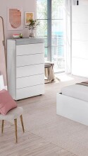 Hochkommode >Tekkan< in Artik-Weiß/Beton-Grau - 61x118x40 (BxHxT)