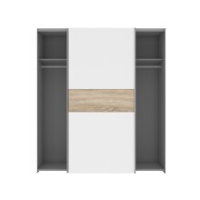 Kleiderschrank >LONGLINE< in Weiss / Sonoma Eiche - 170,3x190,5x61,2cm (BxHxT)