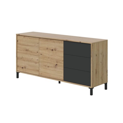 Sideboard >Brooklyn< in Nodi-Eiche/Anthrazit-Grau - 154x74x41 (BxHxT)