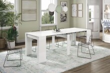 Kulissentisch >Consola< ausziehbar bis 237cm, in weiß glänzend - 51-237x78x90 (BxHxT)