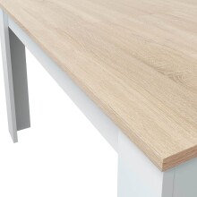 Kulissentisch >Kendra< ausziehbar bis 190cm, Artik-Weiß/Kanada-Eiche - 140(190)x78x90 (BxHxT)