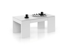Couchtisch >Kendra< höhenverstellbar in weiß glänzend - 100x43x50 (BxHxT)