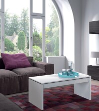 Couchtisch >Coffee Table< höhenverstellbar in weiß glänzend - 102x43x50 (BxHxT)