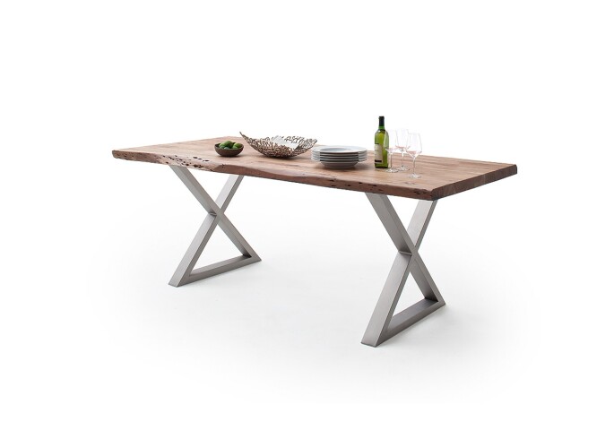 Baumkantentisch >Calabria< in Akazie natur lackiert - 200x79,5x100 (BxHxT)
