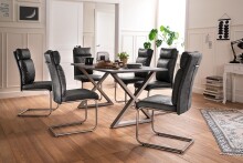 Baumkantentisch >Calabria< in Akazie grau lackiert - 180x76,5x90 (BxHxT)