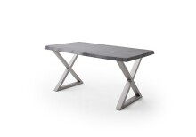Baumkantentisch >Calabria< in Akazie grau lackiert - 220x79,5x100 (BxHxT)