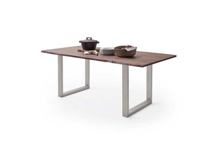 Baumkantentisch >Calabria< in Akazie walnussfarbig - 180x76,5x90 (BxHxT)
