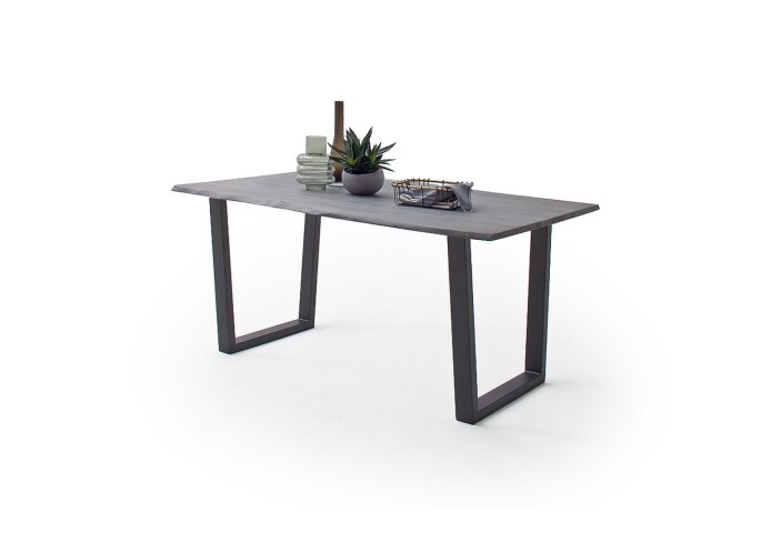 Baumkantentisch >Calabria< in Akazie grau  / anthrazit - 180x76,5x90 (BxHxT)