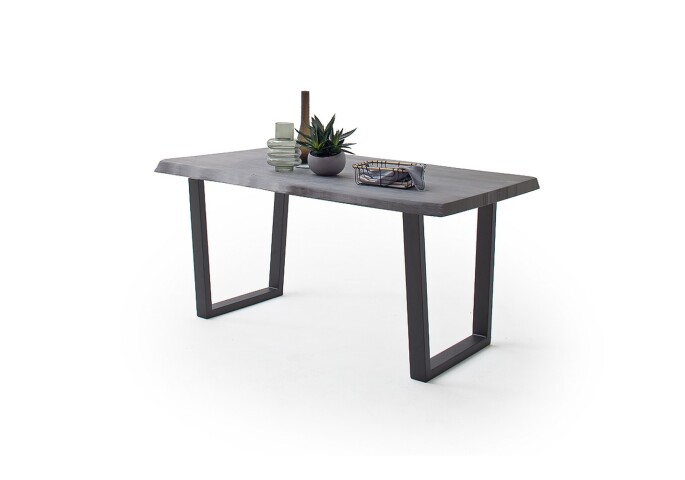 Baumkantentisch >Calabria< in Akazie grau  / anthrazit - 200x79,5x100 (BxHxT)