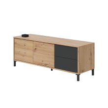 Wohnzimmer-Set >Brooklyn< in Nodi-Eiche/Anthrazit-Grau - 130x47x41 (BxHxT)