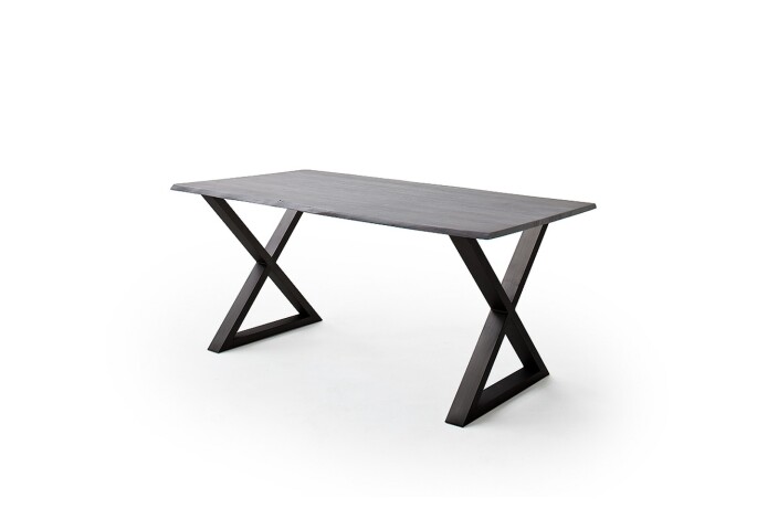 Baumkantentisch >Calabria< in Akazie grau  / anthrazit - 180x76,5x90 (BxHxT)